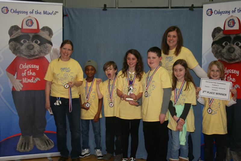 OM participants from Love Creek Elementary are (l-r) Jackie Watson, KJ Wright, Wyatt Watson, Isabella Mekulski, Alexander Muncie, Angela Muncie, Abigail Ford and Oliver McClung. Not pictured are Michael Anthony and coach Lisa Lawson.